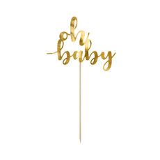 Partydeco Oh baby - Caketopper (goud)