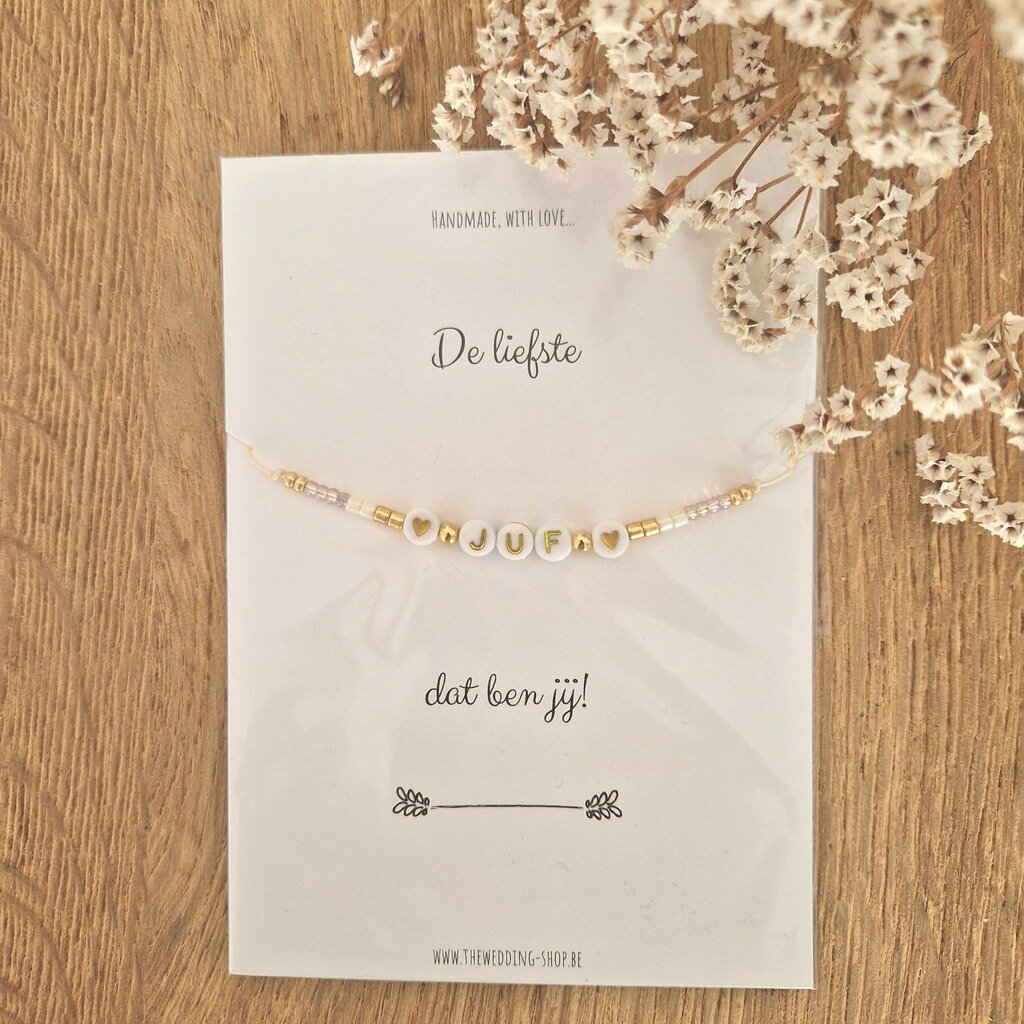 The Wedding & Party Shop Armband - De liefste juf dat ben jij!