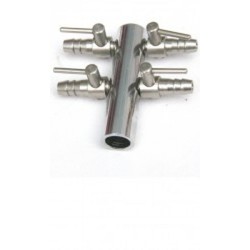 Luchtverdeler 9mm 4-weg met kraan - AquaForte