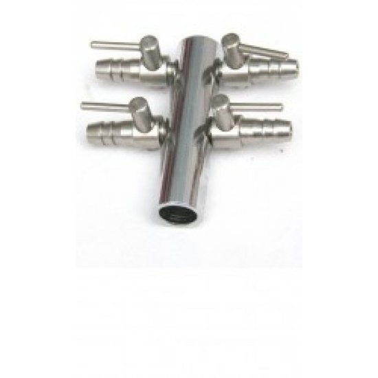 AquaForte Luchtverdeler 9mm 4-weg met kraan - AquaForte