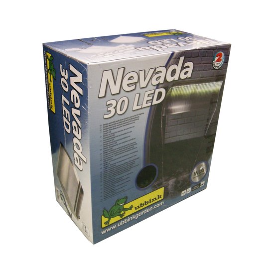 Ubbink Rvs Nevada Designwaterval 30 cm met witte Led verlichting