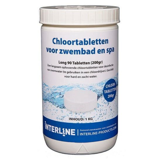 Interline   Zwembad chloortabletten - 200 grams, 1 kg/ grote xxl tabs -  Interline