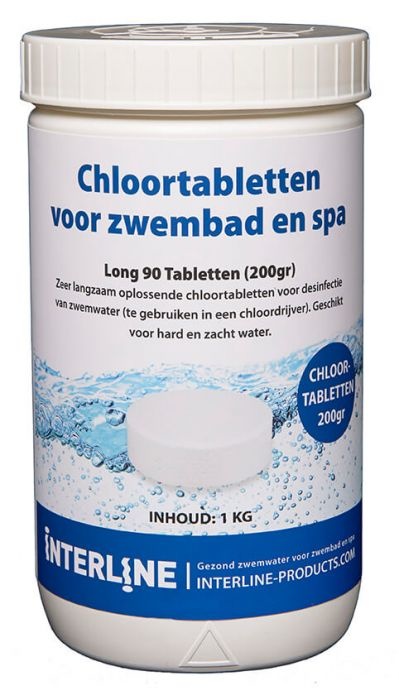 Interline  Zwembad chloortabletten - 200 grams, 1 kg/ grote xxl tabs -  Interline afbeelding