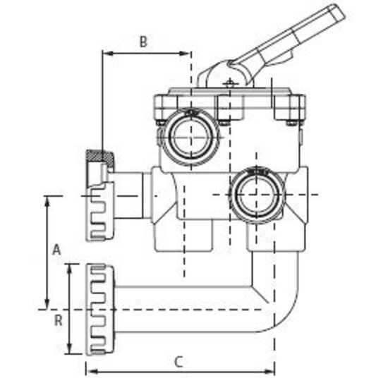AquaForte Meerwegklep side mount 1½" (compitabel met Pentair)