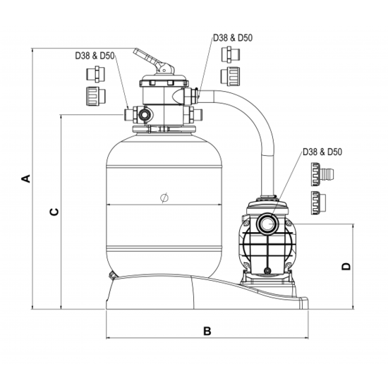 AstralPool Galactic filterset 380mm -5m3/h - Astralpool