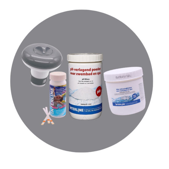 Interline  Zwembad chloor set Interline (PH minus, Mini quick, Teststrips, chloordrijver)