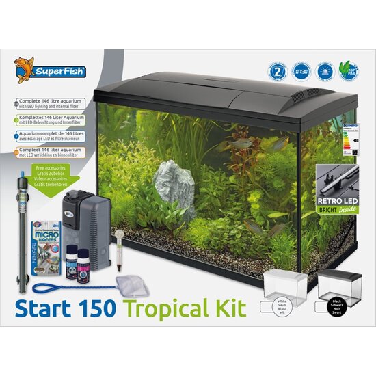 SuperFish   Aquarium Start 150 Tropical Kit | 153L | 78 x 39 x 55 CM Zwart - SuperFish