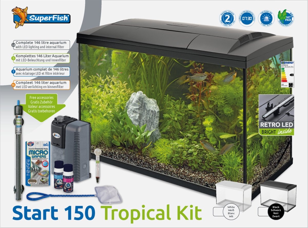 SuperFish  Aquarium Start 150 Tropical Kit | 153L | 78 x 39 x 55 CM Zwart - SuperFish afbeelding
