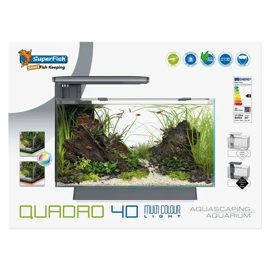 SuperFish  Aquarium quadro 40 multi colour zwart - SuperFish