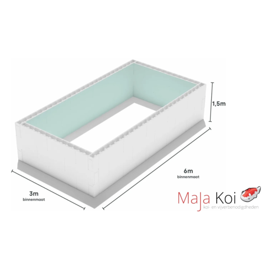MaJa Koi Zelfbouwpakket zwembad van high density polystyreen blokken - 6,00 x 3,00 x 1,50m