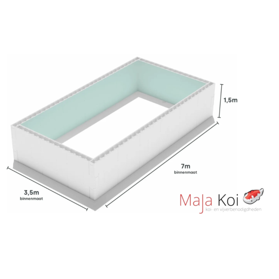 MaJa Koi Zelfbouwpakket zwembad van high density polystyreen blokken - 7,00 x 3,50 x 1,50m