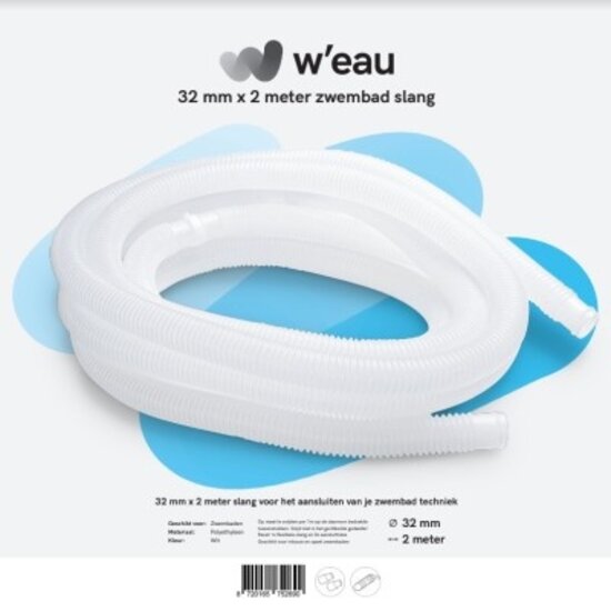W'eau Zwembadslang wit 32 mm - 2 meter - W'eau