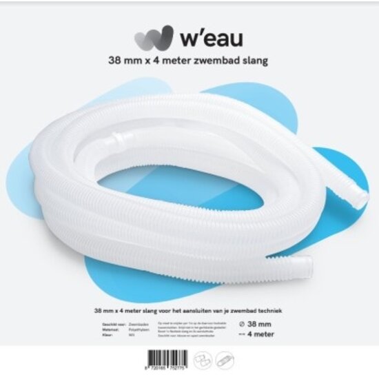 W'eau Zwembadslang wit 38 mm - 4 meter - W'eau
