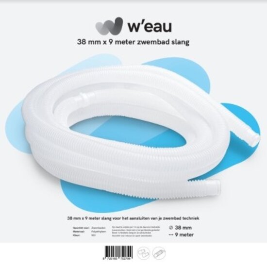 W'eau Zwembadslang wit 38 mm - 9 meter - W'eau