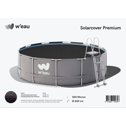 Premium solar cover rond - 600 cm (zeilmaat 594) - Zwart - W'eau