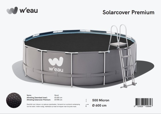 W'eau Premium solar cover rond - 600 cm (zeilmaat 594) - Zwart - W'eau afbeelding