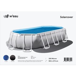 Solar cover ovaal - 503 x 274 cm (zeilmaat 482 x 251) - Zwart/Blauw - W'eau