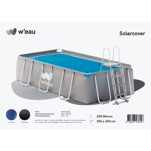 Solar cover rechthoekig - 300 x 200 cm (zeilmaat 286 x 186) - Zwart/Blauw - W'eau