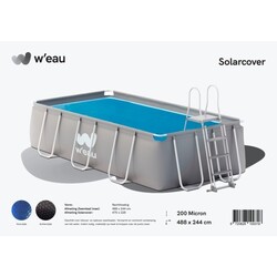 Solar cover rechthoekig - 488 x 244 cm (zeilmaat 476 x 234) - Zwart/Blauw - W'eau