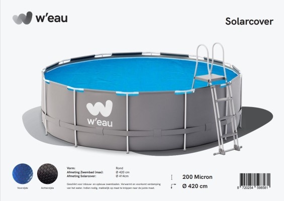 W'eau Solar cover rond - 420 cm (zeilmaat 414) - Zwart/Blauw - W'eau afbeelding