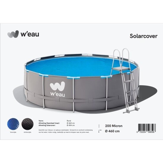 W'eau Solar cover rond - 460 cm (zeilmaat 454) - Zwart/Blauw - W'eau