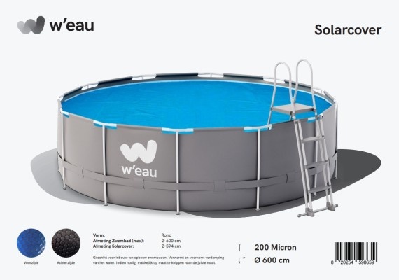 W'eau Solar cover rond - 600 cm (zeilmaat 594) - Zwart/Blauw - W'eau afbeelding