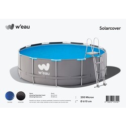 Solar cover rond - 610 cm (zeilmaat 595) - Zwart/Blauw - W'eau
