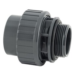 Koppeling met O-ring PVC-U 50 mm x 1 1/2" lijmmof x buitendraad 10bar grijs - W'eau