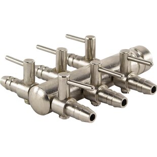 Luchtverdeler messing 6 uitgangen 9mm