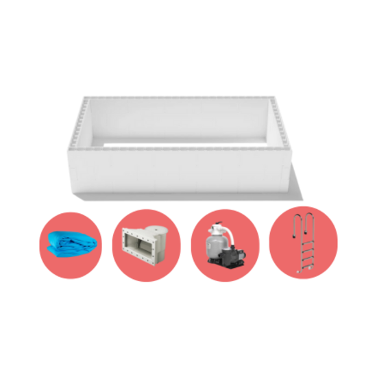 W'eau High Density Polystyreen zwembad zelfbouwpakket - 7,00 x 3,50 x 1,50 m