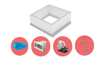 W'eau High Density Polystyreen Plunge Pool zelfbouwpakket - 2,00 x 2,00 x 1,20 m afbeelding
