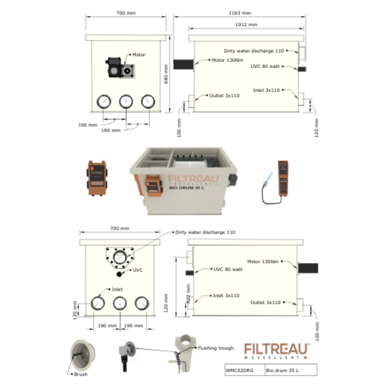 Filtreau WMC Bio Drum 35 L Gravity trommelfilter