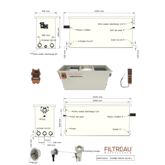 Filtreau WMC Combi Drum 30/45 L In Line trommelfilter - Filtreau