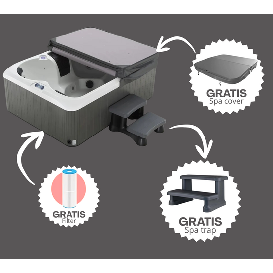 W'eau Como Spa – 4-Persoons Compacte Hydromassage Spa | Complete Set (Cover + Trap + Filter)