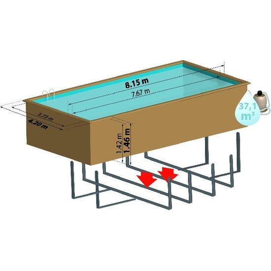Gre Zwembad Loire - Grenen Rechthoek 815