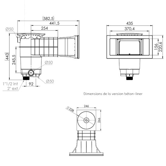 Weltico Skimmer A400 | beton/liner/polyester | antraciet - Weltico