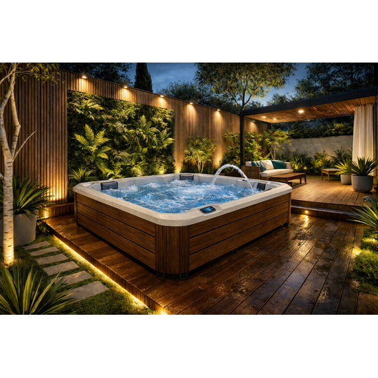 Wellness Tub Ultimate ECO Spa 001 - Energiezuinige en Luxe 5-Persoons Jacuzzi - Bruin