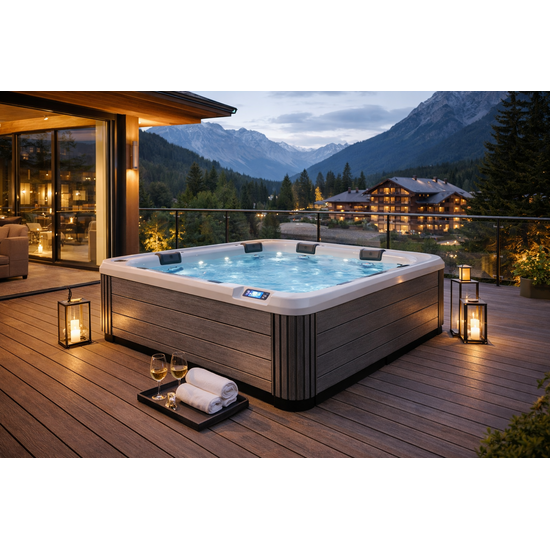 Wellness Tub Ultimate ECO Spa 003 - Energiezuinige en Luxe 6-Persoons Jacuzzi - Grijs