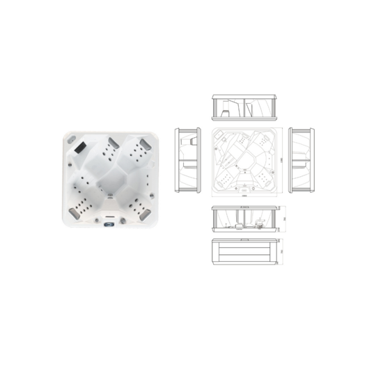 Wellness Tub Ultimate ECO Spa 004 - Energiezuinige en Luxe 6-Persoons Jacuzzi - Grijs