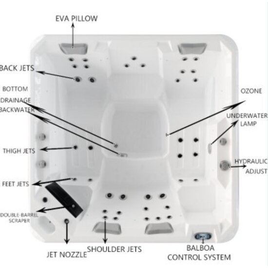 Wellness Tub Ultimate ECO Spa 004 - Energiezuinige en Luxe 6-Persoons Jacuzzi - Donkergrijs
