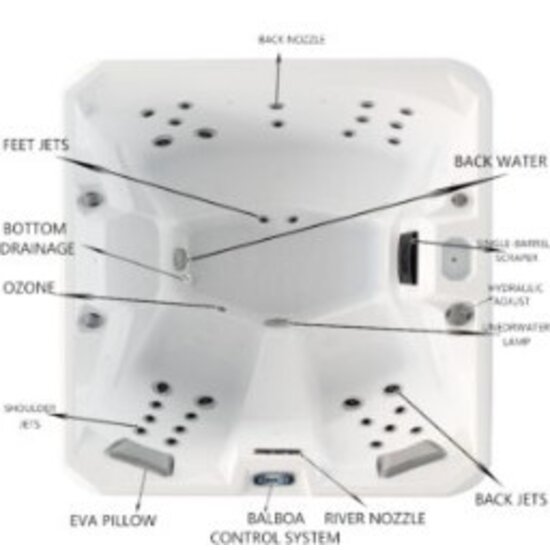 Wellness Tub Ultimate ECO Spa 005 - Energiezuinige en Luxe 7-Persoons Jacuzzi - Grijs