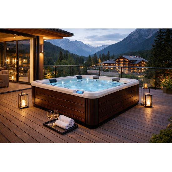 Wellness Tub Ultimate ECO Spa 005 - Energiezuinige en Luxe 7-Persoons Jacuzzi - Bruin