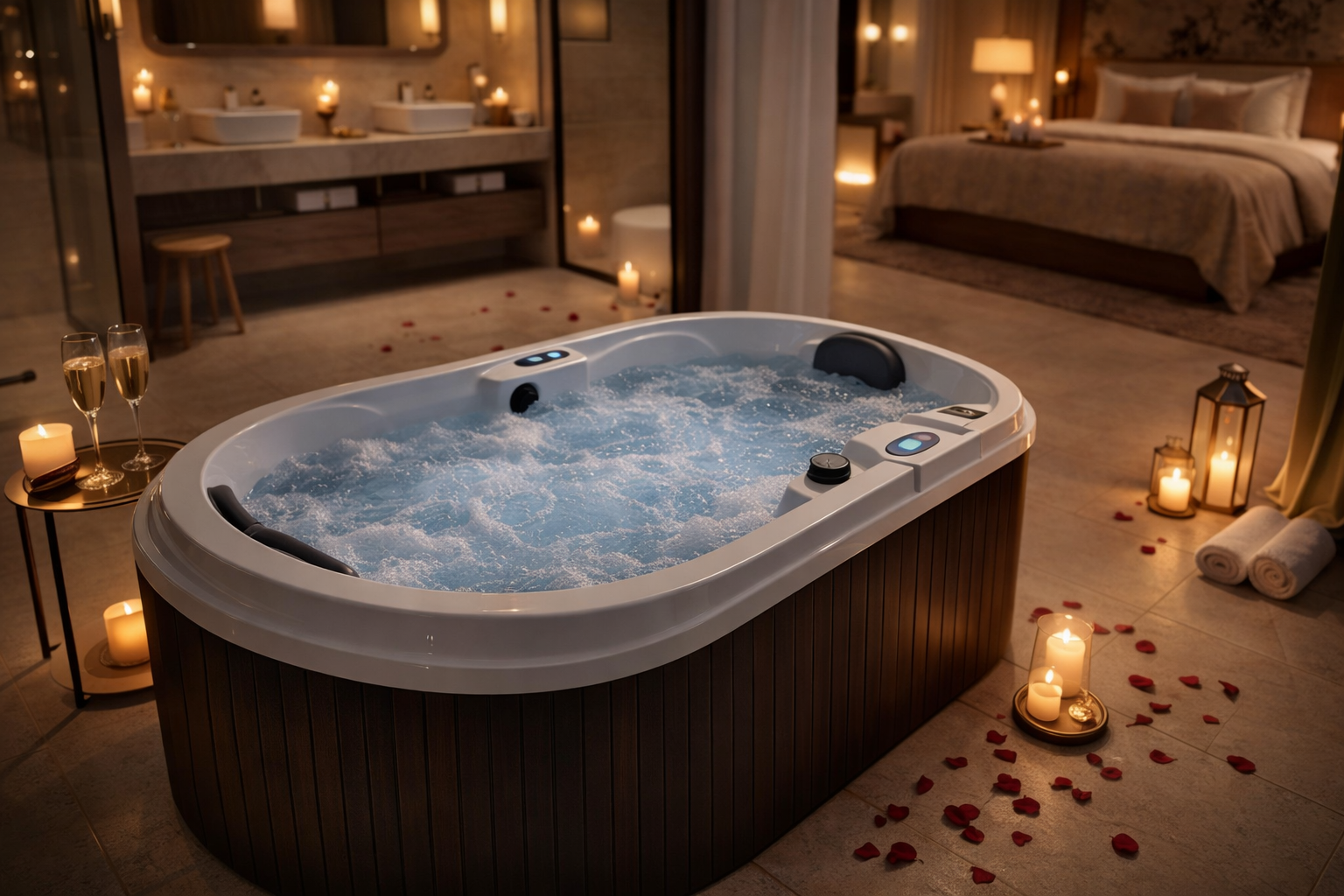 Wellness Tub Loveseat Spa – Luxe 2-persoons Bruin - Wellness Tub