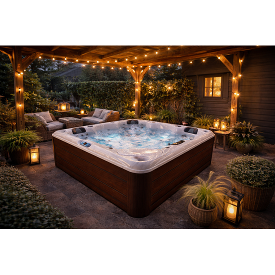 Wellness Tub Infinity Spa 002- Energiezuinige en Luxe 5-Persoons Jacuzzi - Bruin