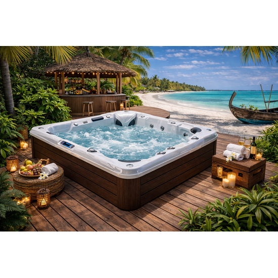 Wellness Tub Infinity Spa 003 – Luxe en Krachtige 6-Persoons Jacuzzi met 107 Jets – Bruin