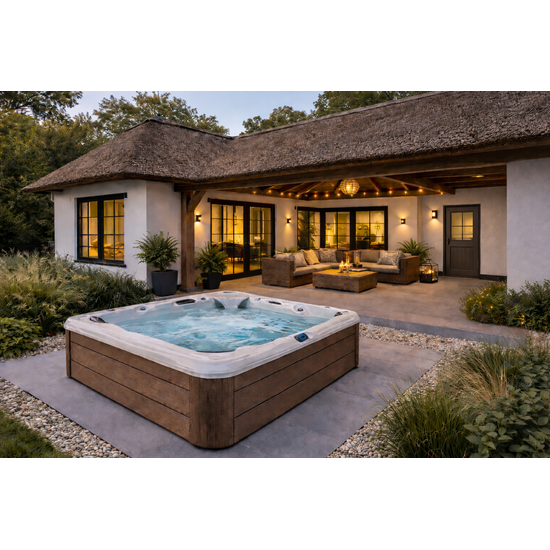 Wellness Tub Infinity Spa 004 – Luxe en Professionele 5-Persoons Jacuzzi met 76 Jets – Donkergrijs