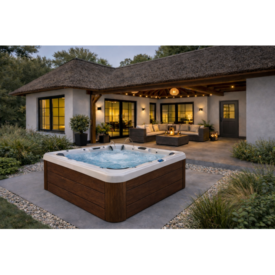 Wellness Tub Infinity Spa 004 – Luxe en Professionele 5-Persoons Jacuzzi met 76 Jets – Brown