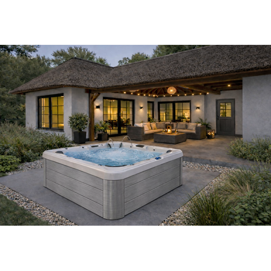 Wellness Tub Infinity Spa 004 – Luxe en Professionele 5-Persoons Jacuzzi met 76 Jets – Light grey