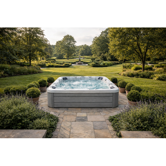Wellness Tub Infinity Spa 005 – Luxe 7-Persoons Jacuzzi met 59 Jets en Balboa Besturing – Light Grey