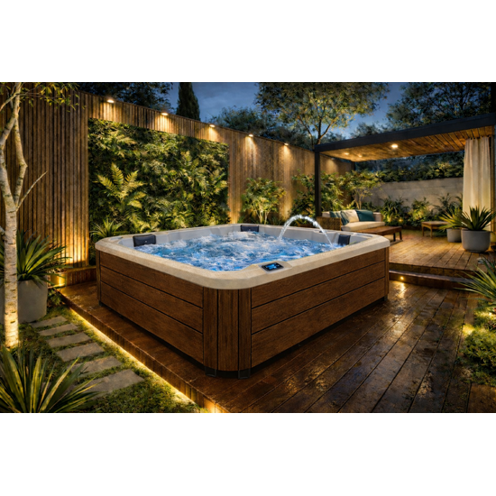 Wellness Tub Ultimate ECO Spa 001 - Energiezuinige en Luxe 5-Persoons Jacuzzi - Brown